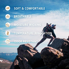 100% Merino Wool Base Layer for Men Long Sleeve Crew Neck Thermal Shirt
