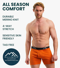 100% Merino Wool Underwear Mens - 1-2 Pack Boxer Briefs for Men 17.5um