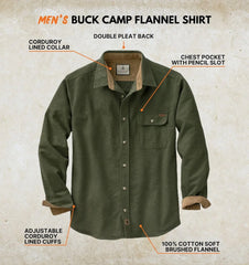 Legendary Whitetails Mens Flannel Long Sleeve Button Down 100% Cotton Shirt