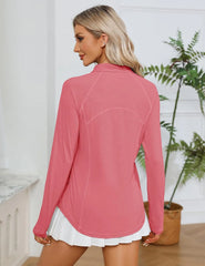 LOMON Women Long Sleeve Shirts Sun Protection 1/4 Zip Summer Quick Dry Hiking Shirts Quarter Zip Pullover for Women