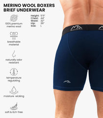 100% Merino Wool Underwear Mens - 1-2 Pack Boxer Briefs for Men 17.5um