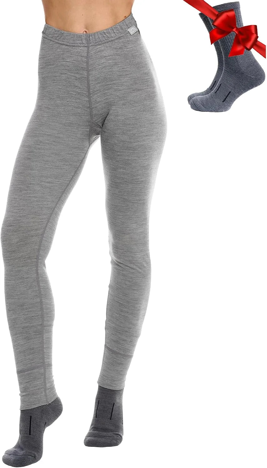 100% Merino Wool Base Layer Women Pants - Thermal Leggings Underwear