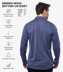 100% Merino Wool Button Up Shirt Men - Long & Short Sleeve Breathable