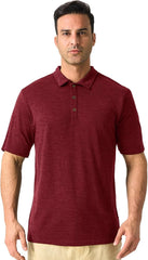Merino Protect 100% Merino Wool Polo Shirts Mens Anti-Odor Short Sleeve Moisture Wicking Base Layer for Travel