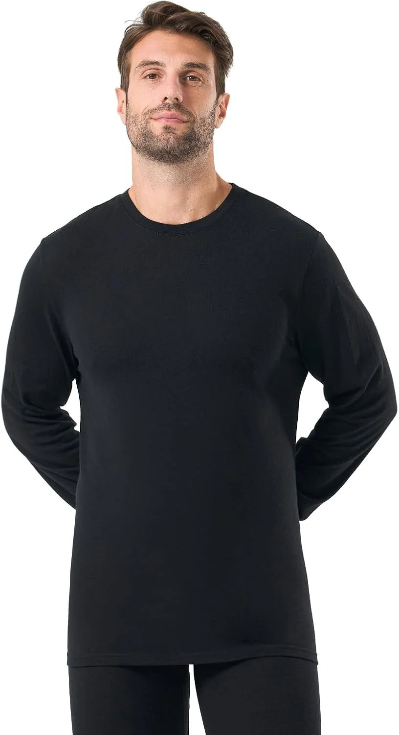 100% Merino Wool Base Layer for Men Long Sleeve Crew Neck Thermal Shirt