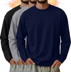 3 Pack Mens Long Sleeve Thermal Shirts Crew Neck Tops