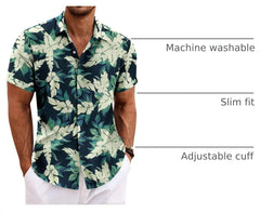 COOFANDY Men's Linen Shirts Short Sleeve Casual Shirts Button Down Shirt for Men Beach Summer Wedding Shirt