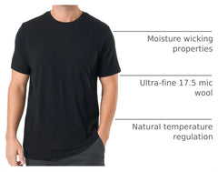 Merino Protect 100% Merino Wool T Shirts for Men Odor Resistance Base Layer Hiking Travel T-Shirt Soft Undershirt