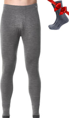 100% Merino Wool Base Layer Mens Pants - Thermal Underwear Long Johns