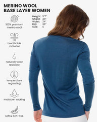 100% Merino Wool Base Layer Women - Thermal Merino Wool Shirt Women