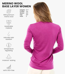 100% Merino Wool Base Layer Women - Thermal Merino Wool Shirt Women