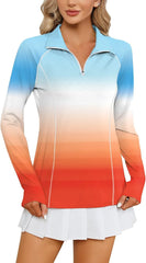 LOMON Women Long Sleeve Shirts Sun Protection 1/4 Zip Summer Quick Dry Hiking Shirts Quarter Zip Pullover for Women