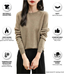 Chanyarn Women's 100% Merino Wool 2025 Fall Winter First-Line Ready to Wear Long Sleeve Seamless Knit Crewneck Sweater