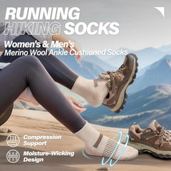 Anlisim Merino Wool Ankle Running Hiking Socks for Women and Men