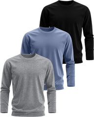 3 Pack Mens Long Sleeve Thermal Shirts Crew Neck Tops