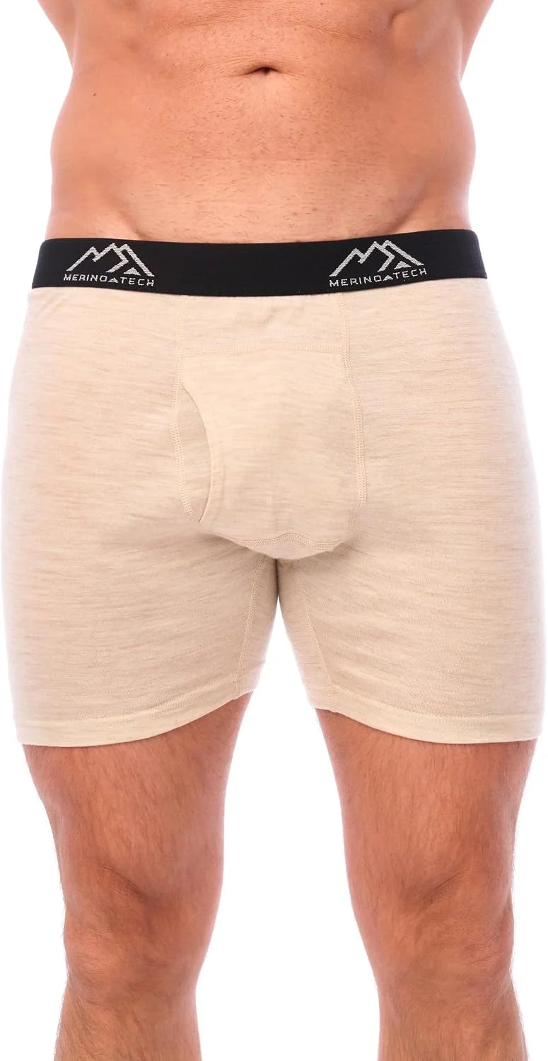 100% Merino Wool Underwear Mens - 1-2 Pack Boxer Briefs for Men 17.5um | Soft, Non-Itchy, Moisture wicking, Breathable 190 GSM Thermal Underwear, Cooling, Odor-Resistant Men's Wool Base Layer