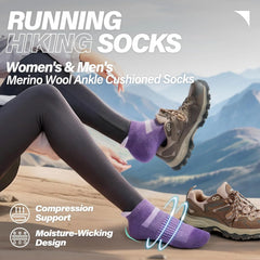 Anlisim Merino Wool Ankle Running Hiking Socks for Women and Men