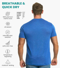 100% Merino Wool T-Shirt Men - Base Layer Top Undershirt with Hiking Socks
