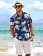 COOFANDY Men's Linen Shirts Short Sleeve Casual Shirts Button Down Shirt for Men Beach Summer Wedding Shirt