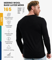 100% Merino Wool Base Layer Mens - Long Sleeve Thermal Shirts with Socks
