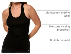 100% Merino Wool Tank Top Women - Active Sleeveless Undershirt Base Layer