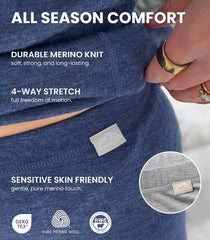 100% Merino Wool Base Layer Women Pants - Thermal Leggings Underwear