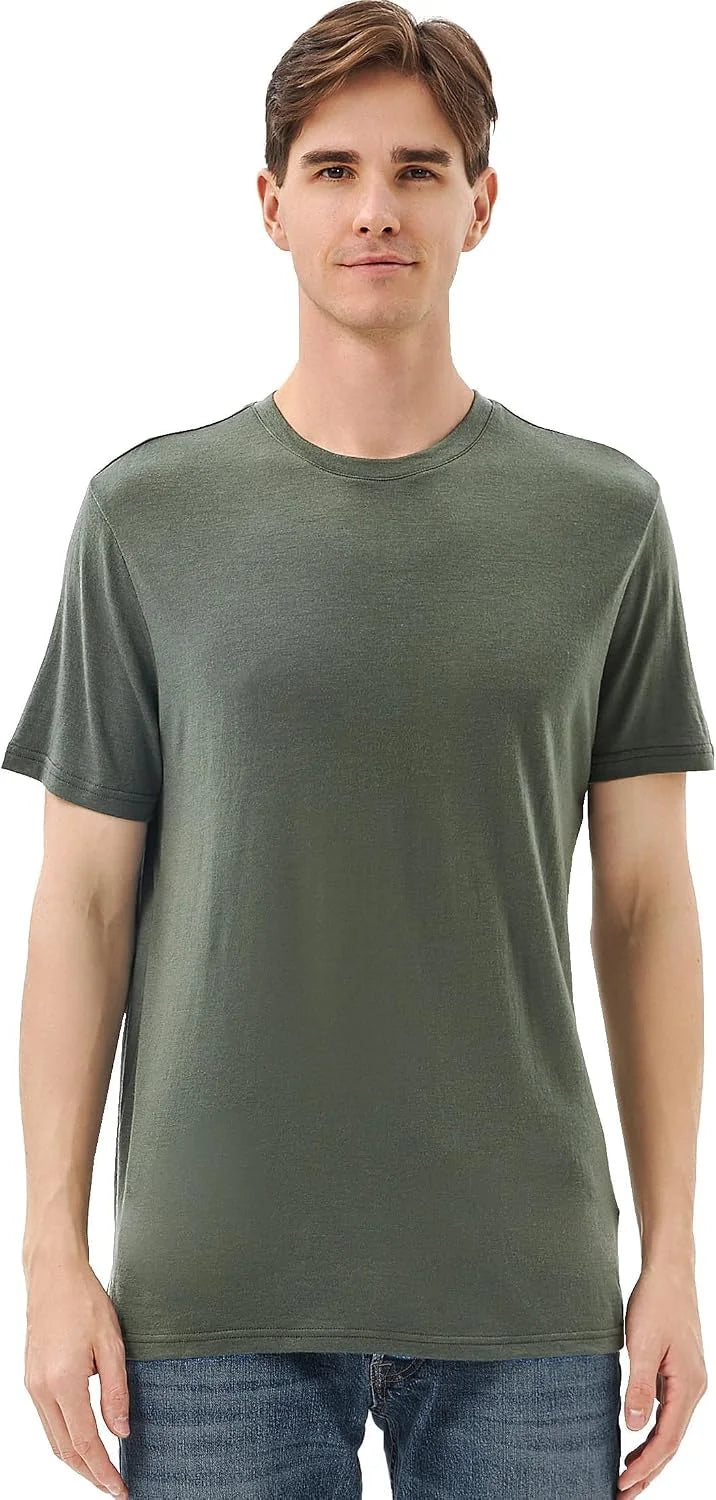 Merino Protect 100% Merino Wool T Shirts for Men Odor Resistance Base Layer Hiking Travel T-Shirt Soft Undershirt