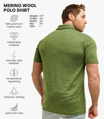 100% Merino Wool Polo Shirt Men - Short & Long Sleeve Shirt Base Later | Lightweight, Breathable Merino Wool, Naturally Anti-Odor, Moisture-Wicking Shirt for Men, Travel, Everyday Wear
