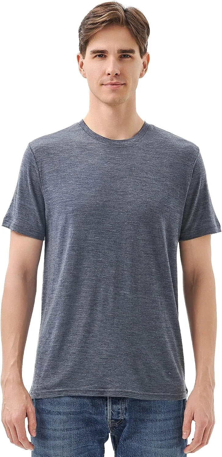 Merino Protect 100% Merino Wool T Shirts for Men Odor Resistance Base Layer Hiking Travel T-Shirt Soft Undershirt