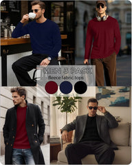 3 Pack Mens Long Sleeve Thermal Shirts Crew Neck Tops