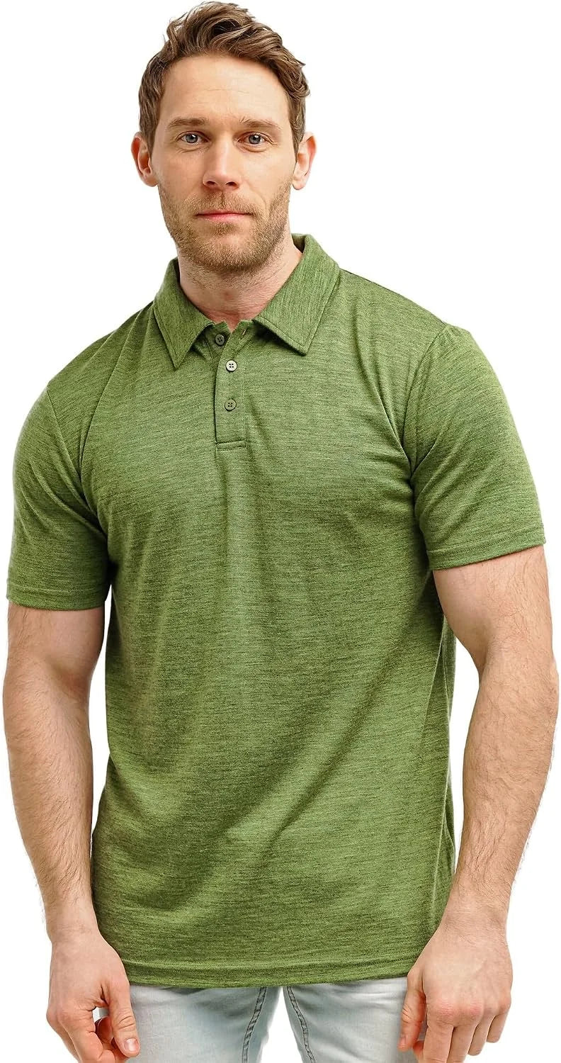 100% Merino Wool Polo Shirt Men - Short & Long Sleeve Shirt Base Later | Lightweight, Breathable Merino Wool, Naturally Anti-Odor, Moisture-Wicking Shirt for Men, Travel, Everyday Wear