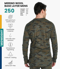 100% Merino Wool Base Layer Mens - Long Sleeve Thermal Shirts with Socks