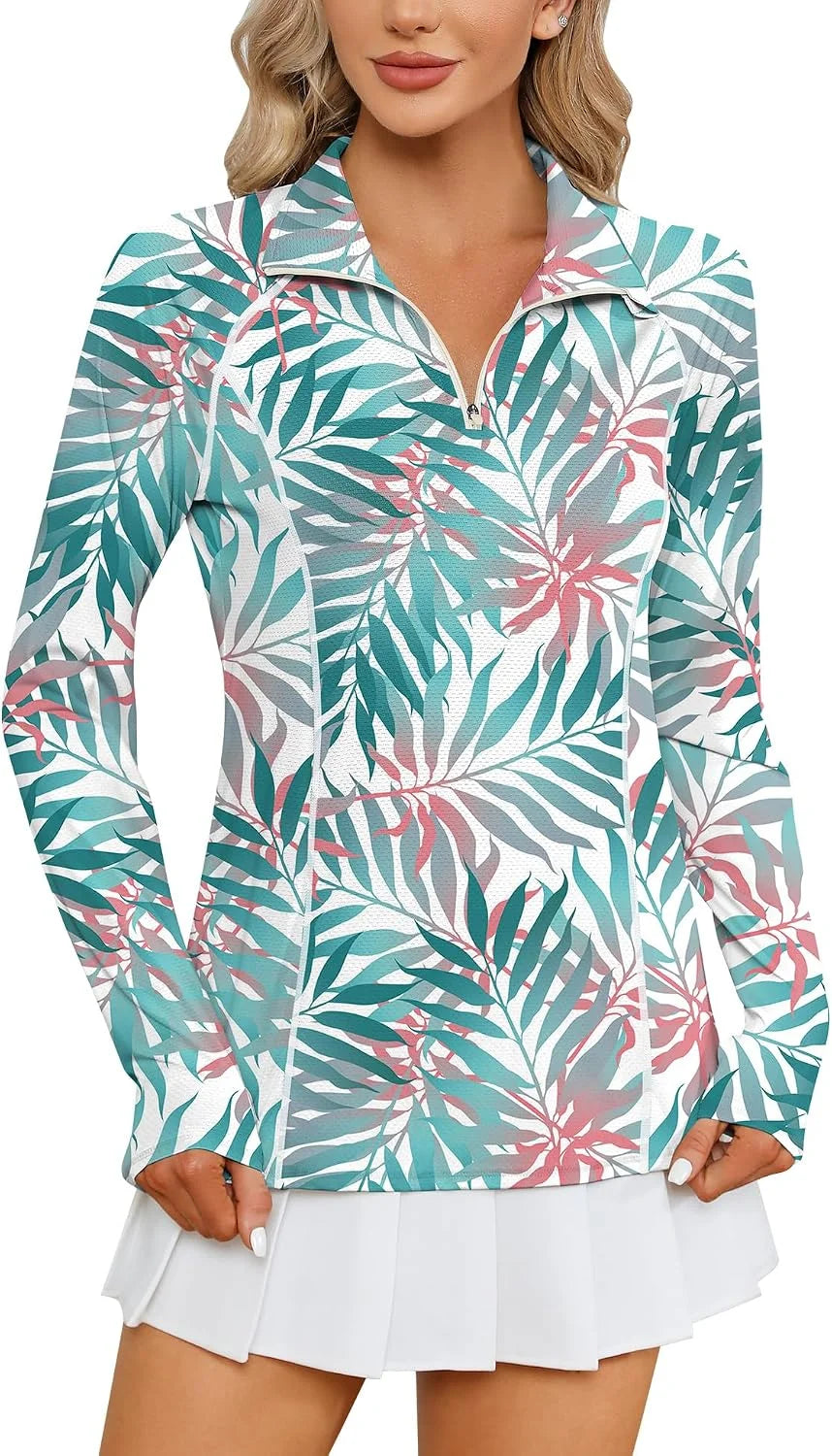 LOMON Women Long Sleeve Shirts Sun Protection 1/4 Zip Summer Quick Dry Hiking Shirts Quarter Zip Pullover for Women