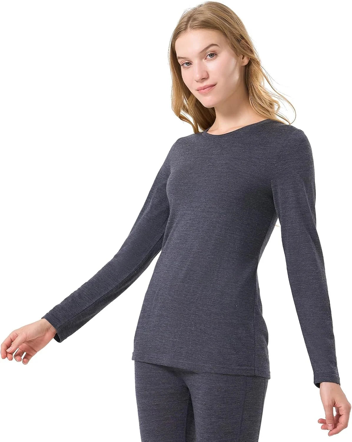 100% Merino Wool Base Layer Women Soft Thermal Long Sleeve Everyday Shirt