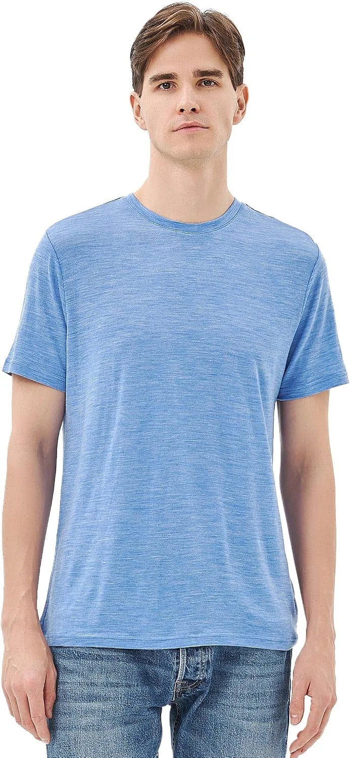 Merino Protect 100% Merino Wool T Shirts for Men Odor Resistance Base Layer Hiking Travel T-Shirt Soft Undershirt