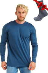 100% Merino Wool Base Layer Mens - Long Sleeve Thermal Shirts with Socks
