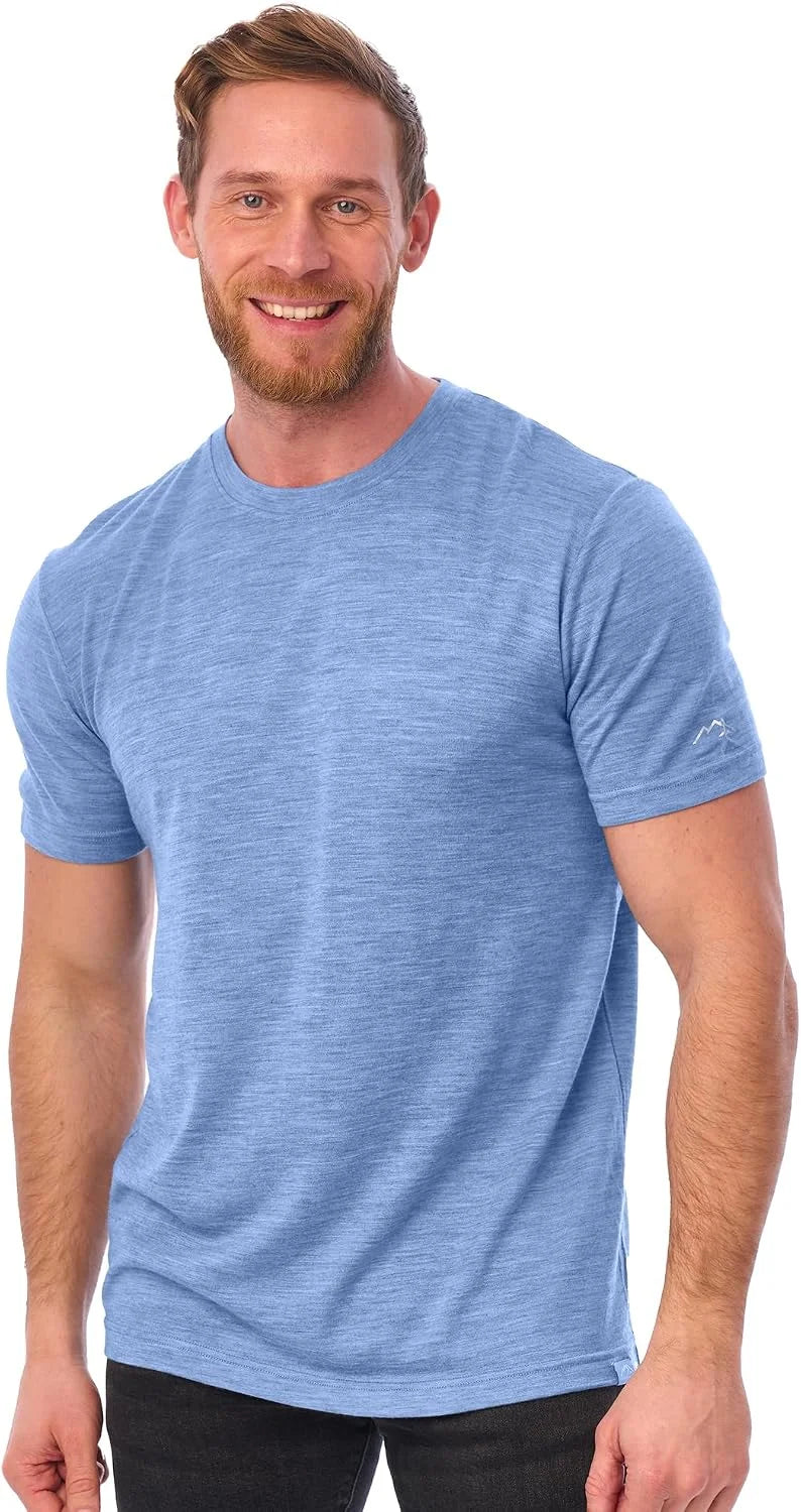 100% Merino Wool T-Shirt Men - Short Sleeve Undershirt Base Layer Top