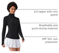 LOMON Women Long Sleeve Shirts Sun Protection 1/4 Zip Summer Quick Dry Hiking Shirts Quarter Zip Pullover for Women