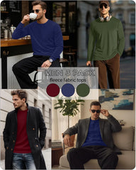 3 Pack Mens Long Sleeve Thermal Shirts Crew Neck Tops