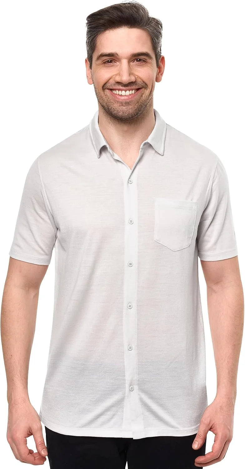100% Merino Wool Button Up Shirt Men - Long & Short Sleeve Breathable