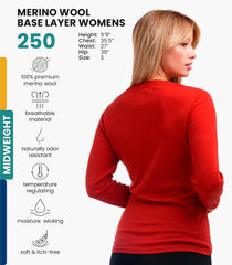 100% Merino Wool Base Layer Women - Long Sleeve Thermal Shirt with Socks