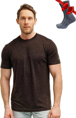 100% Merino Wool T-Shirt Men - Base Layer Top Undershirt with Hiking Socks