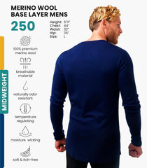 100% Merino Wool Base Layer Mens - Long Sleeve Thermal Shirts with Socks