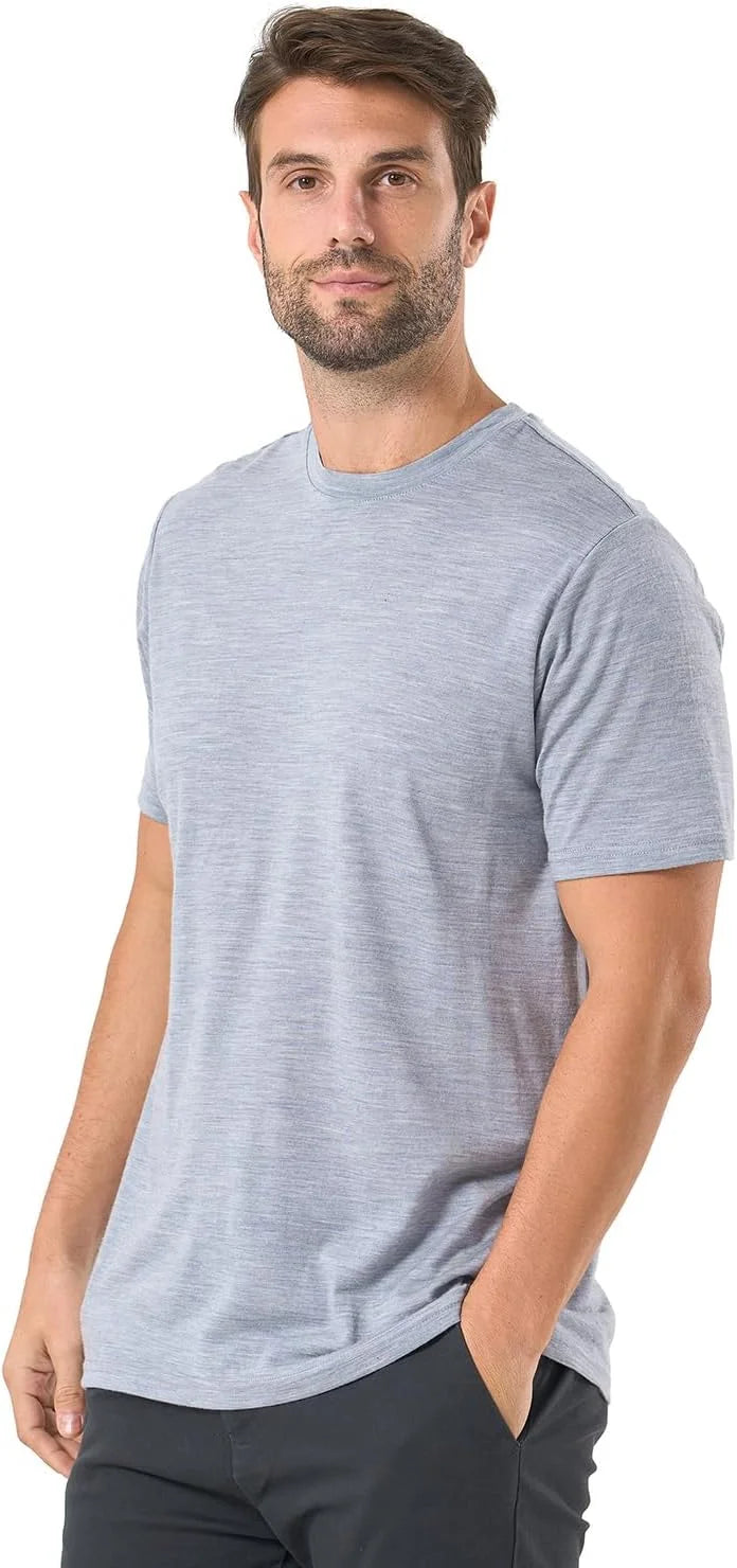 Merino Protect 100% Merino Wool T Shirts for Men Odor Resistance Base Layer Hiking Travel T-Shirt Soft Undershirt