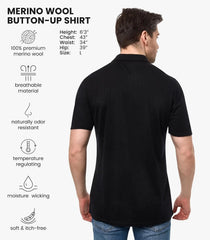 100% Merino Wool Button Up Shirt Men - Long & Short Sleeve Breathable