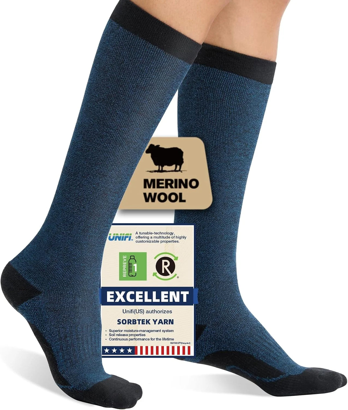 Merino Wool Compression Socks for Women Men 15-20 mmHg for flying
