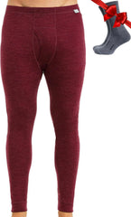 100% Merino Wool Base Layer Mens Pants - Thermal Underwear Long Johns