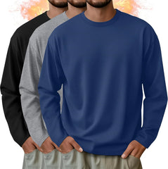3 Pack Mens Long Sleeve Thermal Shirts Crew Neck Tops