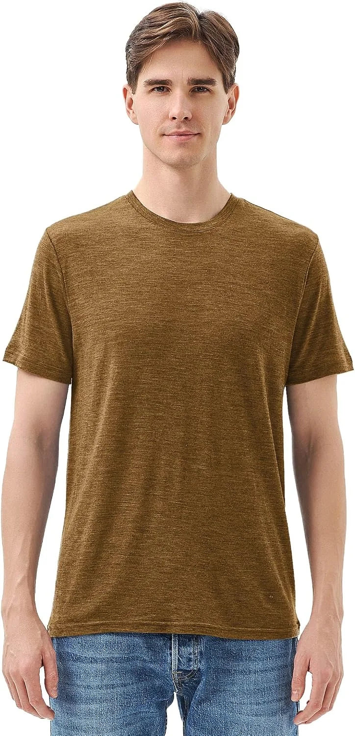 Merino Protect 100% Merino Wool T Shirts for Men Odor Resistance Base Layer Hiking Travel T-Shirt Soft Undershirt