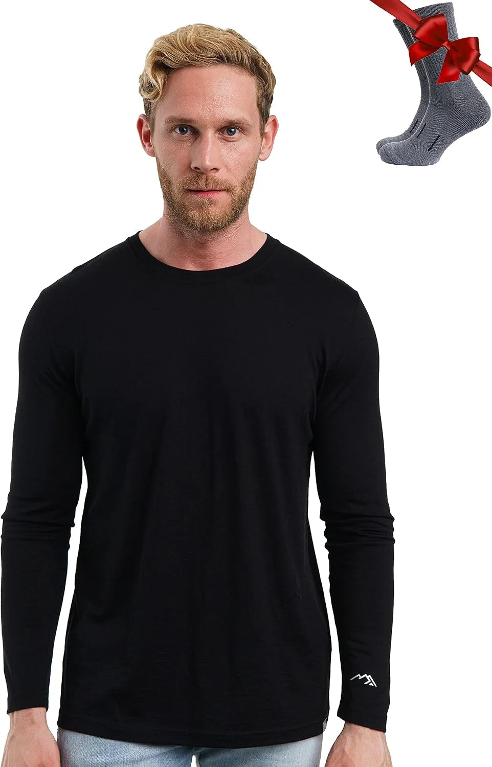 100% Merino Wool Base Layer Mens - Long Sleeve Thermal Shirts with Socks